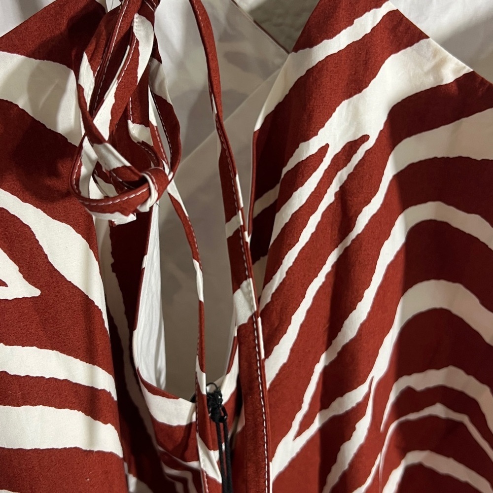 Banana Republic Cotton Poplin Tiered Midi Sz XL Dress Brown Zebra Print summer - Picture 8 of 13